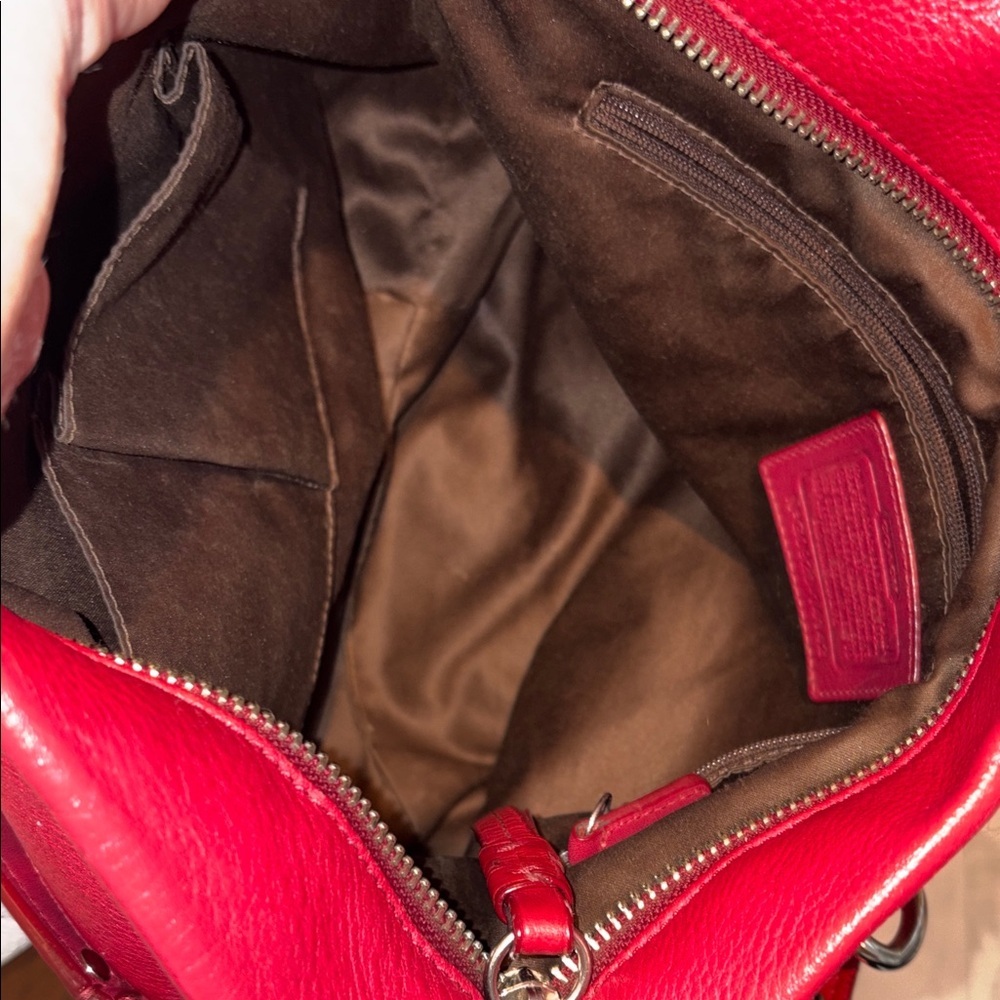 Coach Brooke  shoulder bag Satchel pebbled leather  Red 14142  Silvertone Hw EUC - Picture 15 of 17